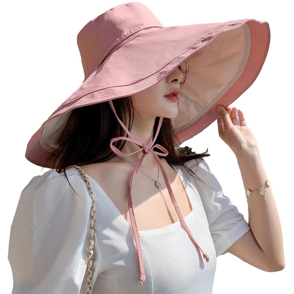3271 7" Wide Brim Summer Sun Floppy Hat Beach Bucket Hats Reversible